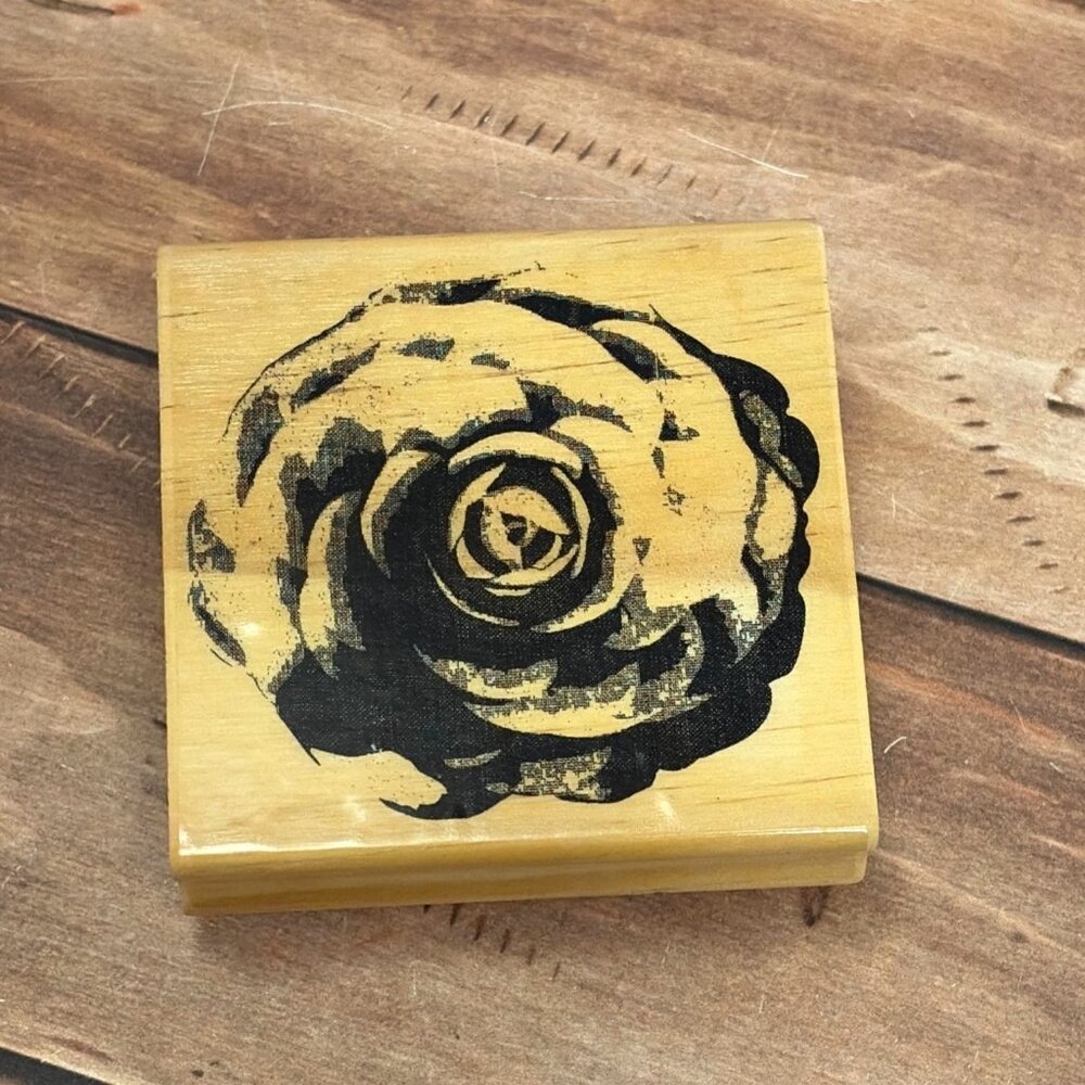 NIP MICHAELS 303730 OPEN BOLD ROSE WOOD RUBBER STAMP VALENTINE FLOWER LOVE